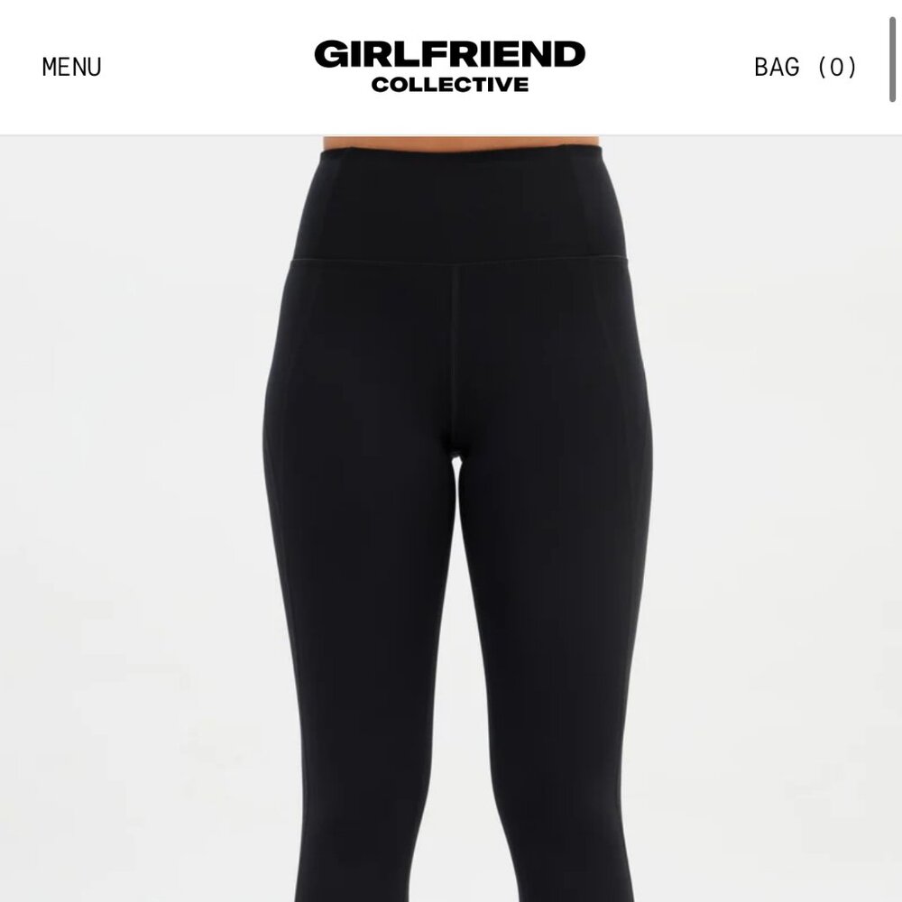 Girlfriend Collective Black Compressive High-Rise Legging  Large 23 3/4th inseam